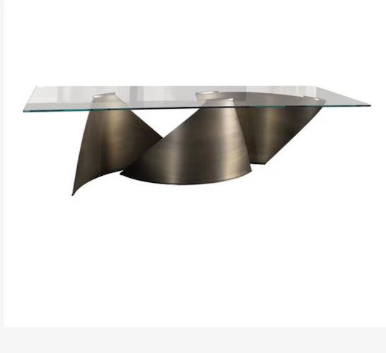 glass and metal dining table